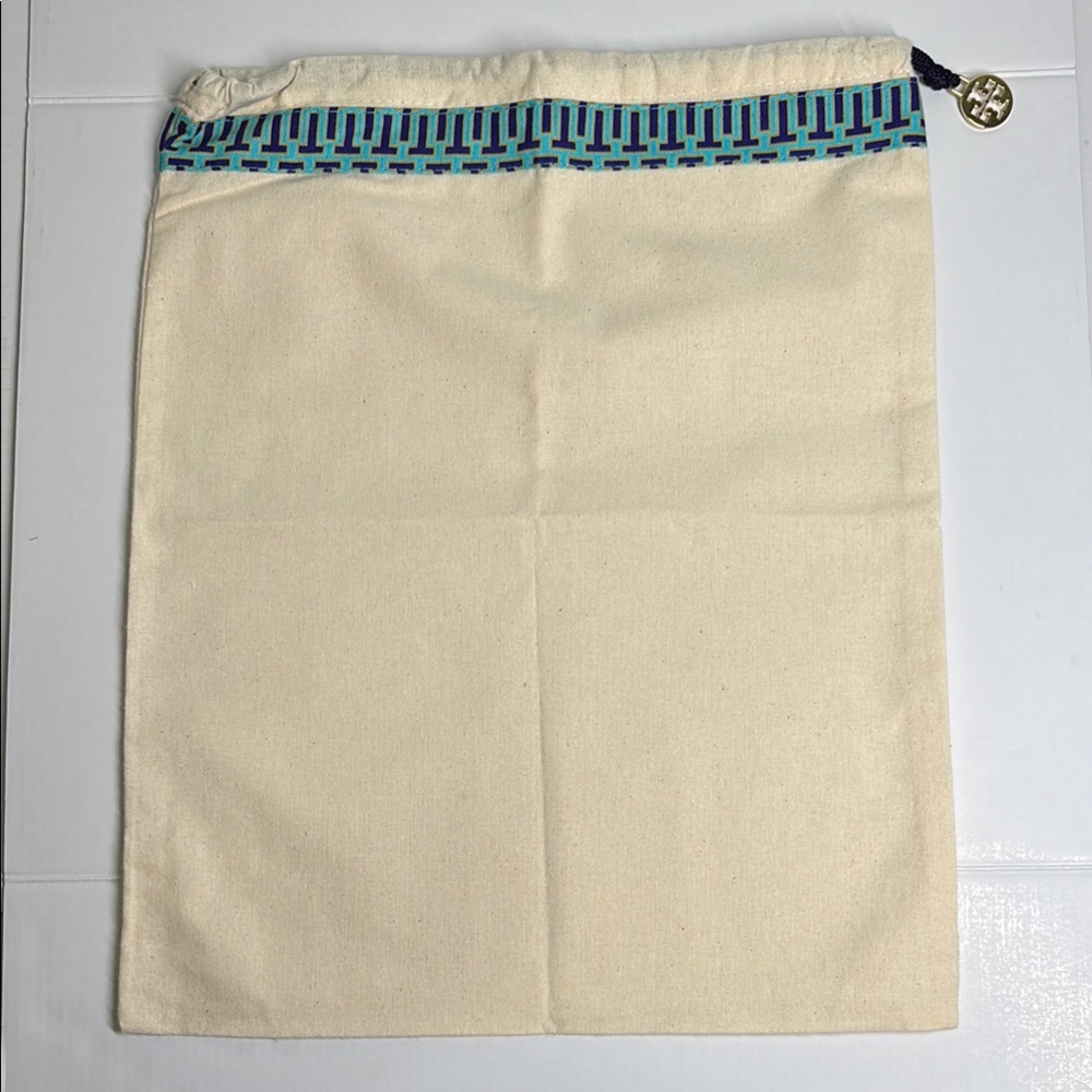 Tory Burch Cream and Blue Shoe Dust Bag. New.